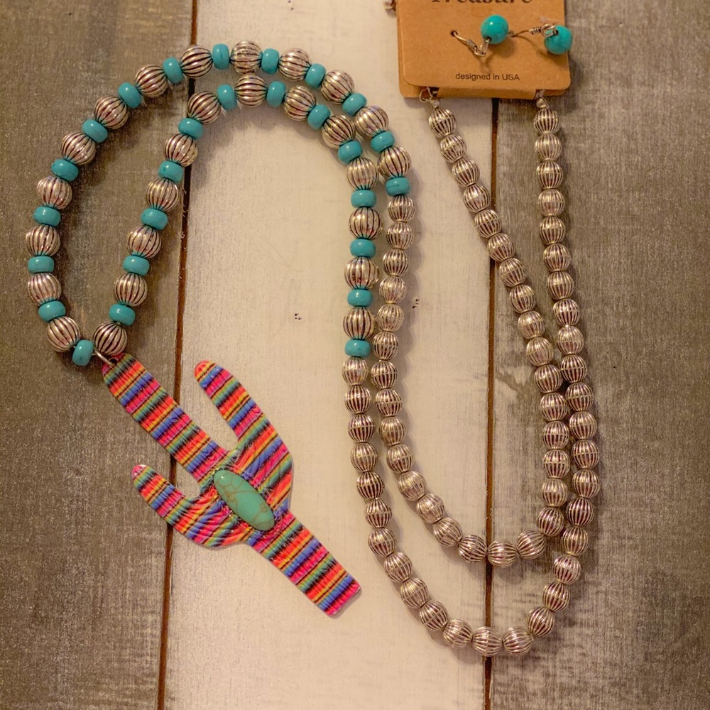 Serape Cactus Necklace set